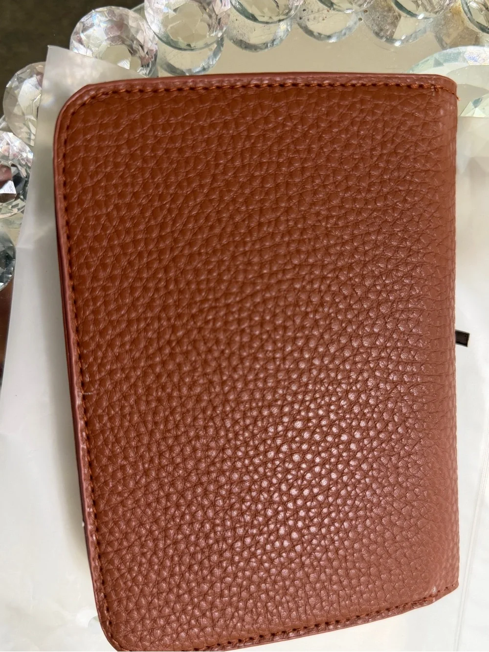 Loulu Brown Pebbled Leather Wallet Phone Case with Card Slot